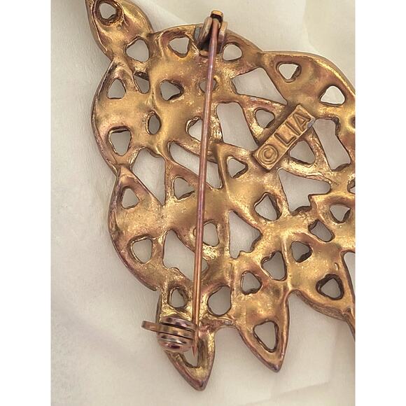 Vintage LIA LIANNA Signed Christmas Tree Brooch Holiday Pin - Picture 6 of 8